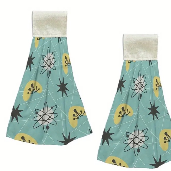 Retro Atomic Print Kitchen Towel Set - Picture 1 of 5